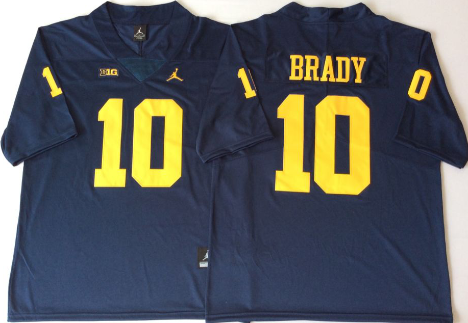 NCAA Men Michigan Wolverines Blue #10 BRADY->ncaa teams->NCAA Jersey